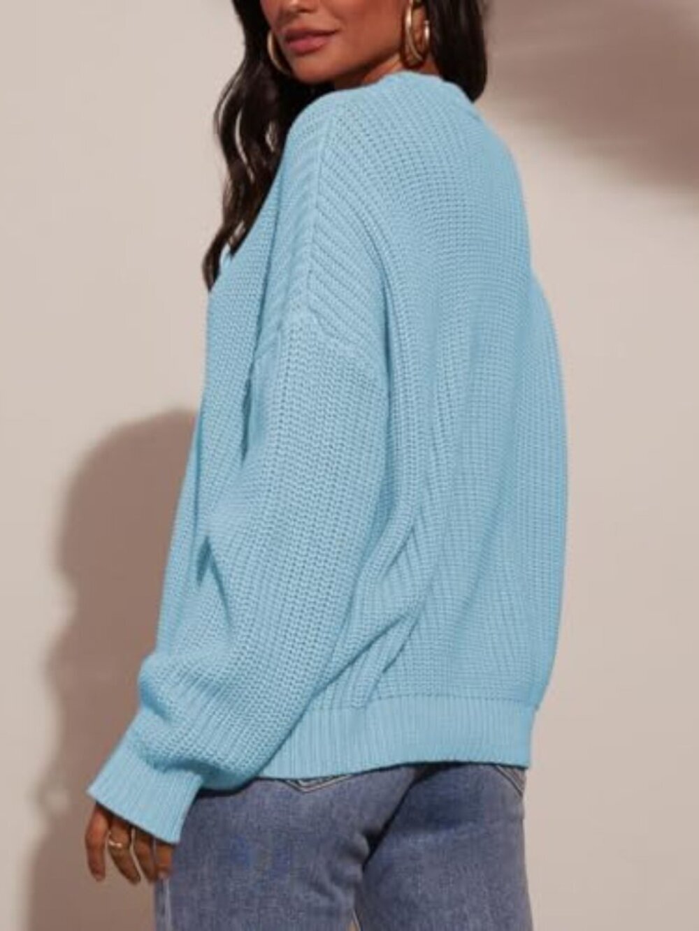 ๐ Womens Long Sleeve Sweater Jumper Crewneck Pullover Sweater Casual Tops Cute - Picture 4 of 5